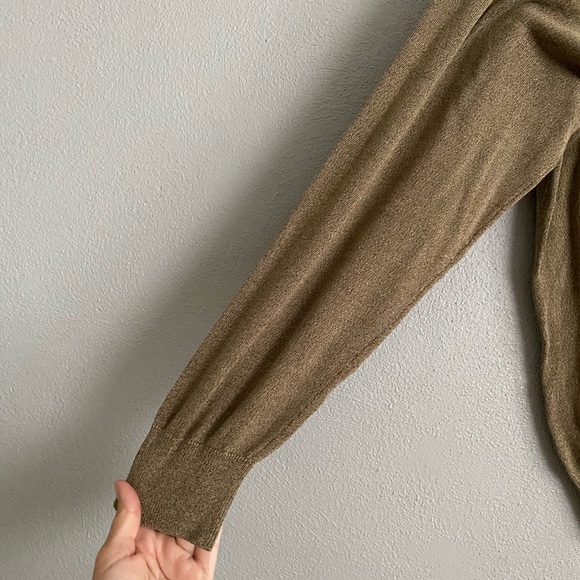 Kevoman 100% Silk Men’s Long Sleeve XL Mock Neck Sweater Brown Green Soft - Picture 3 of 7